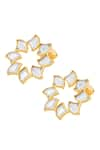 ISHARYA_White Mirror Amara Pearl Embellished Hoop Earrings_Online_at_Aza_Fashions