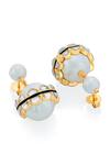 Buy_Isharya_White Pearl Amara Mirror Duo Drop Earrings_Online_at_Aza_Fashions