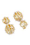 Buy_Isharya_White Cubic Zirconia Crystal Amara Double Lattice Earrings_Online_at_Aza_Fashions