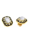 Shop_Isharya_Black Crystals Blaze Enamelled Stud Earrings _Online_at_Aza_Fashions