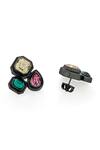 Shop_Isharya_Multi Color Crystals Banger Trio Stud Earrings_Online_at_Aza_Fashions