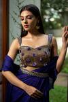 Buy_Richa Jaisinghani Label_Purple Satin Georgette Pre-stitched Ruffle Saree With Blouse  _Online_at_Aza_Fashions