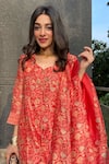 Shop_Shrutkirti_Orange Chanderi Printed Floral Tie Short Kurta Set _Online_at_Aza_Fashions