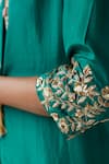 Buy_Esha Arora_Green Silk Sequin, Zari And Bead Work Deep V Neck Jacket Kurta And Pant Set _Online_at_Aza_Fashions