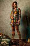 Buy_Esha L Amin_Multi Color Modal Embroidery Big Tile Print Shorts _Online_at_Aza_Fashions