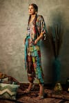 Buy_Esha L Amin_Multi Color Modal, Satin Embroidery Shawl Printed High Low And Shirt _Online_at_Aza_Fashions