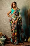 Buy_Esha L Amin_Multi Color Modal Satin Printed Tile Saree _Online_at_Aza_Fashions