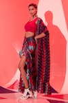 Shop_Esha L Amin_Multi Color Viscose Crepe Print Geometric Motifs Coachella Sarong Skirt _Online_at_Aza_Fashions