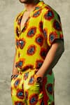 Buy_Esha L Amin_Yellow Viscose Crepe Printed Blotch Button Down Shirt _Online_at_Aza_Fashions