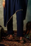Buy_Esha L Amin_Blue Double Georgette Plain Straight Pant _Online_at_Aza_Fashions
