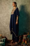 Esha L Amin_Blue Double Georgette Plain Straight Pant _Online_at_Aza_Fashions