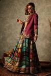 Esha L Amin_Purple Georgette Open Neck Tile Border Print Jacket _Online_at_Aza_Fashions