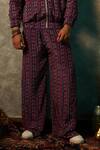 Esha L Amin_Purple Modal Satin Printed Stripe Joggers _Online_at_Aza_Fashions