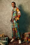 Buy_Esha L Amin_Multi Color Modal Satin Printed Big Tiles Joggers _Online_at_Aza_Fashions