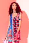 Buy_Esha L Amin_Multi Color Viscose, Crepe Embroidery Round Neck Crystal And Dress _Online_at_Aza_Fashions