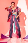Esha L Amin_Multi Color Viscose Embroidery Coachella Geometric Print Bralette _Online_at_Aza_Fashions