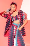 Buy_Esha L Amin_Multi Color Viscose Embroidery Coachella Geometric Print Bralette _Online_at_Aza_Fashions