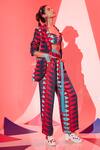 Esha L Amin_Multi Color Viscose Embroidery Coachella Geometric Print Bralette _at_Aza_Fashions