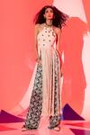 Esha L Amin_Green Viscose, Crepe Pyramid Print Pant _Online_at_Aza_Fashions