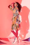 Esha L Amin_Multi Color Viscose Crepe Print Abstract Collared Neck Long Shirt _Online_at_Aza_Fashions