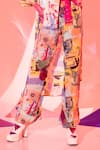 Esha L Amin_Multi Color Viscose, Crepe Abstract Print Stella Pant _Online_at_Aza_Fashions