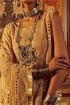 Etasha by Asha Jain_Beige Palazzo - Metallic Tissue And Kaftan - Georgette Embroidery & Set  _Online_at_Aza_Fashions