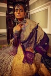 Etasha by Asha Jain_Purple Anarkali Metallic Tissue Embellished Round Set  _Online_at_Aza_Fashions