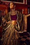 Etasha by Asha Jain_Multi Color Lehenga Metallic Tissue Textured Round Tiered Set _Online_at_Aza_Fashions