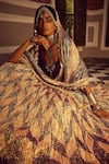 Etasha by Asha Jain_Pink Lehenga And Dupatta Metallic Tissue Textured Round Chevron Bridal Set _Online_at_Aza_Fashions