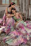 Amrin khan_Purple Georgette Print And Embroidery Floral Ruffle Saree With Blouse _at_Aza_Fashions