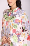 Alpona Designs By Soham Acharya_White Cotton Silk Floral Mandarin Collar Print Bell Sleeve Tunic And Palazzo Set _Online_at_Aza_Fashions