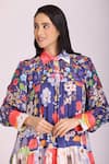 Alpona Designs By Soham Acharya Blue Cotton Silk Floral Shirt Collar Print Dress Online at Aza Fashions Alpona Designs By Soham Acharya_Blue Cotton Silk Floral Shirt Collar Print Dress _Online_at_Aza_Fashions