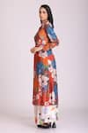 Buy_Alpona Designs By Soham Acharya_Brown Cotton Silk Floral Notched Print Jacket And Palazzo Set _Online_at_Aza_Fashions