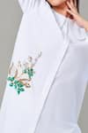 Shop_Ek Dhaaga_White Poplin Embellished Floral Peter Pan Collar Long Shirt _Online_at_Aza_Fashions