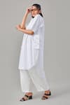 Ek Dhaaga_White Poplin Embellished Floral Spread Collar Pocket Long Shirt _Online_at_Aza_Fashions