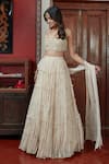 Shop_Arpita Mehta_Cream Georgette And Embroidery Garden Scoop Neck Tiered Skirt Set _Online_at_Aza_Fashions