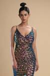 Buy_Kommal Sood_Multi Color Lycra Stretch Net Embroidered Rainbow Spaghetti Gown  _Online_at_Aza_Fashions