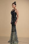 Shop Kommal Sood Black Lycra Stretch Net Graphic Pattern Work Spaghetti Gown Online at Aza Fashions Shop_Kommal Sood_Black Lycra Stretch Net Graphic Pattern Work Spaghetti Gown _Online_at_Aza_Fashions