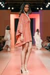 Shop_Arpita Mehta_Orange Georgette Hand Embroidered Sequins Plunge V Neck Short Kaftan _Online_at_Aza_Fashions