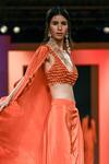 Arpita Mehta_Orange Tulip Skirt Set With Cape _at_Aza_Fashions