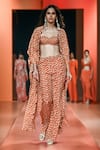 Buy_Arpita Mehta_Orange Crepe Silk Printed Butti Cape Open Pant Set _Online_at_Aza_Fashions