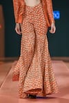 Arpita Mehta_Orange Crepe Silk Printed Floral Blouse  Hand Embroidered Jacket Gharara Set _Online_at_Aza_Fashions