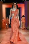 Arpita Mehta_Orange Double Georgette Hand Embroidered Sequins Pre-draped Saree With Blouse _Online_at_Aza_Fashions