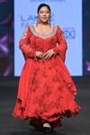 Bhumika Sharma_Red Georgette Tassels, Embroidery Blossom Print Anarkali And Flared Pant Set _Online_at_Aza_Fashions