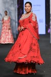 Shop_Bhumika Sharma_Red Georgette Tassels, Embroidery Blossom Print Anarkali And Flared Pant Set _Online_at_Aza_Fashions