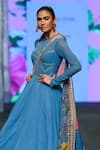 Buy_Mahima Mahajan_Blue Georgette Embroidery Mirror Round Stripe Pattern Anarkali With Dupatta _Online_at_Aza_Fashions