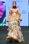 Mahima Mahajan_Ivory Organza Satin And Shantoon Floral One Off Bustier & Lehenga Set _Online_at_Aza_Fashions