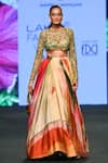 Mahima Mahajan_Multi Color Satin Organza Embroidery Mirror Round Blouse And Lehenga Set _Online_at_Aza_Fashions