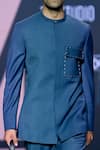 Buy_Tisa - Men_Blue Terry Rayon Plain Full Sleeve Bandhgala Set _Online_at_Aza_Fashions