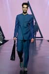 Tisa - Men_Blue Terry Rayon Plain Full Sleeve Bandhgala Set _Online_at_Aza_Fashions